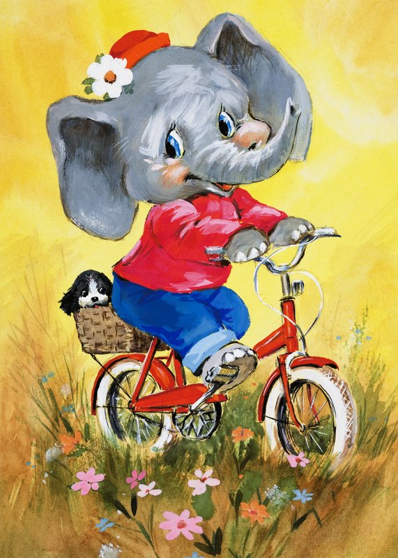Elefant auf einem Fahrrad von English School
