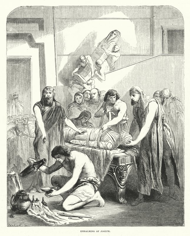 Einbalsamierung von Joseph (Gravur) von English School