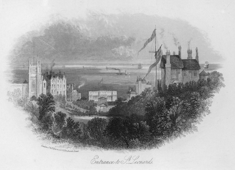 Eingang zu St. Leonards (Gravur) von English School