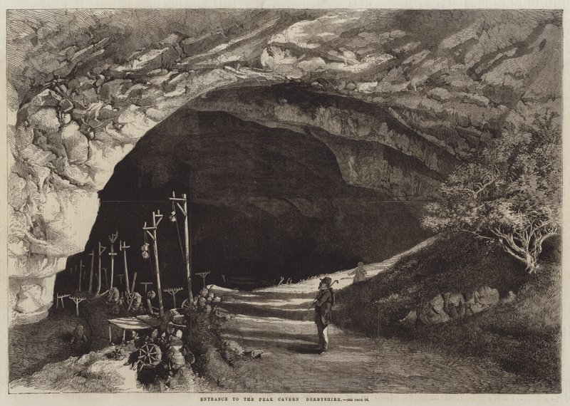 Eingang zur Peak Cavern, Derbyshire (Stich) von English School