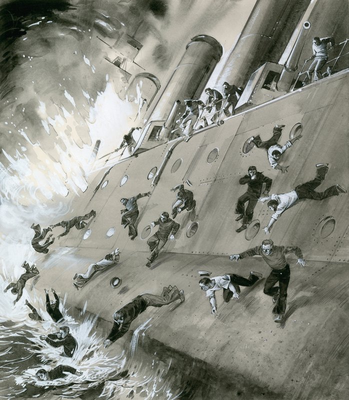 Explosion der HMS Natal im Jahr 1915 von English School