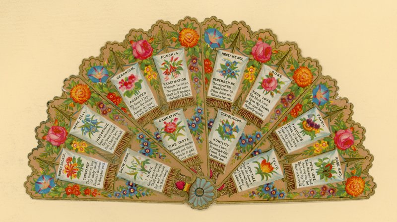 Fächer, Symbolik der Blumen von English School