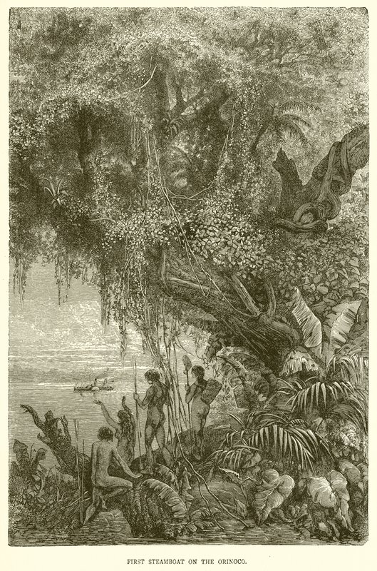 Erstes Dampfschiff auf dem Orinoco von English School