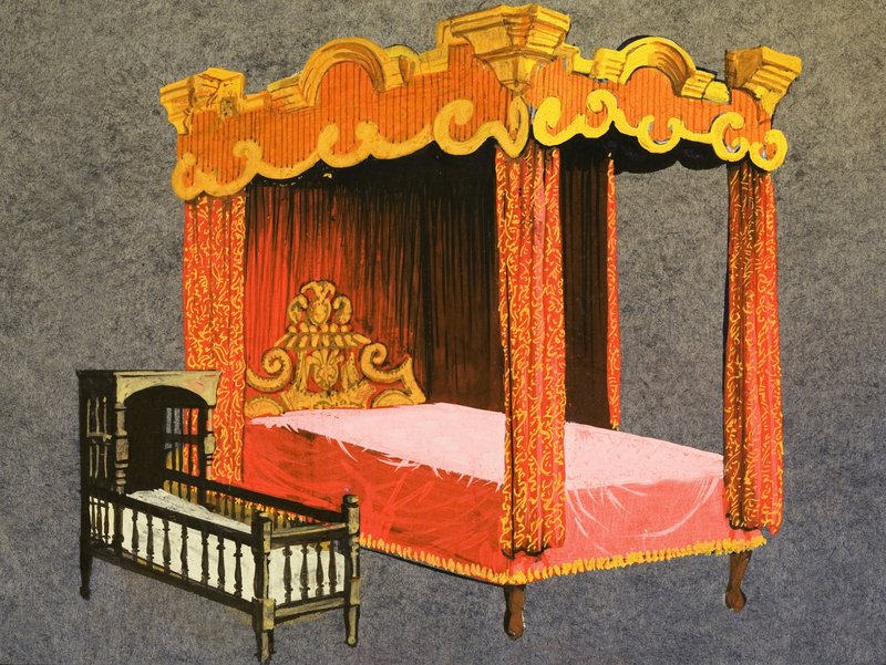 Himmelbett und Wiege von English School
