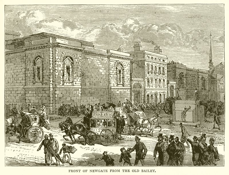 Front von Newgate von der Old Bailey von English School