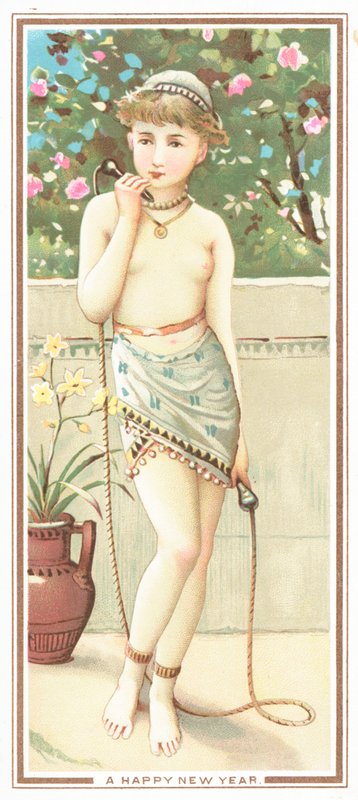 Mädchen mit Springseil, Neujahrskarte von English School