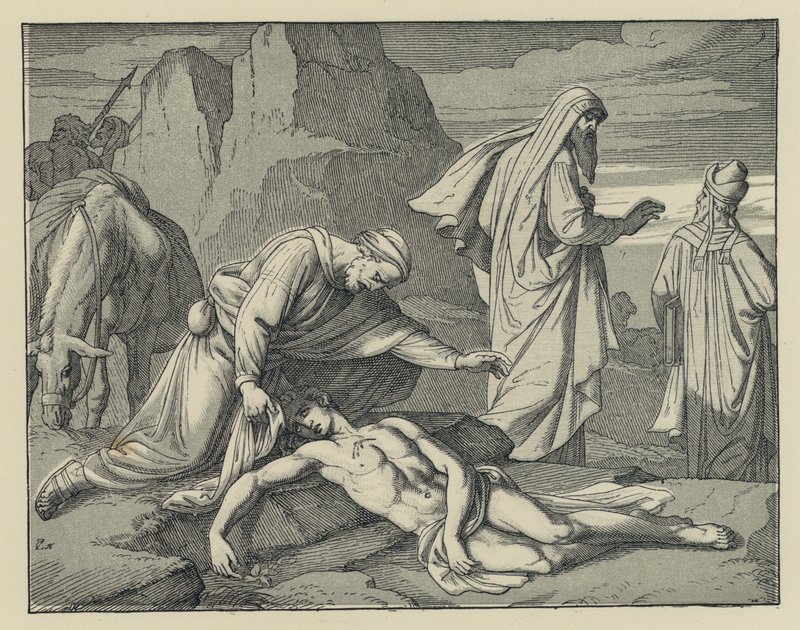 Der barmherzige Samariter (Gravur) von English School