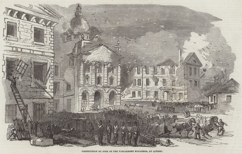 Großbrand in Quebec (Gravur) von English School