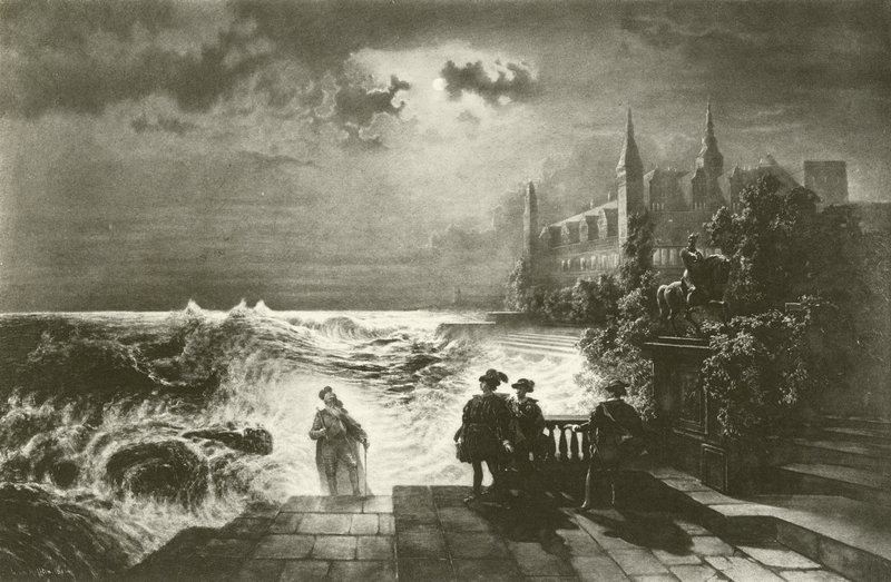 Hamlet und der Geist seines Vaters (Gravur) von English School