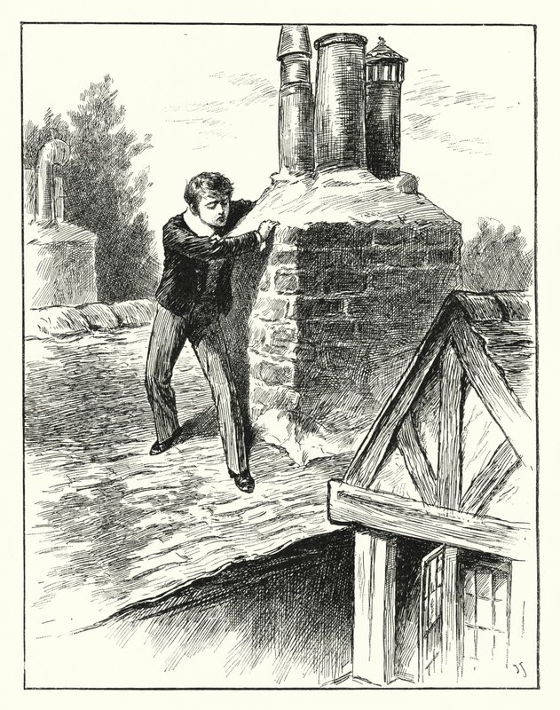 "Er kletterte um einen Schornstein" (Stich) von English School