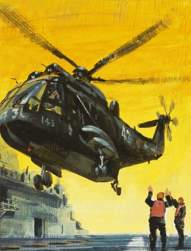 Hubschrauber landet auf Flugzeugträger von English School
