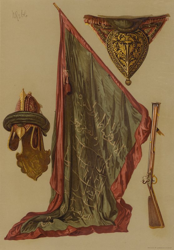Helm und Standarte von Tippoo Sultan von English School
