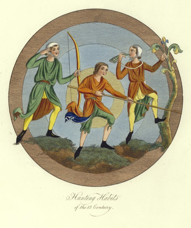 Jagdkleidung des 13. Jahrhunderts von English School