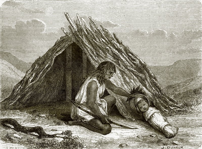 Hütte der Chimehwhueb-Indianer von English School