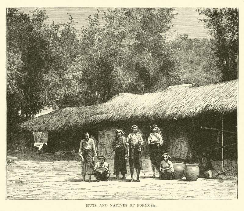 Hütten und Eingeborene von Formosa von English School