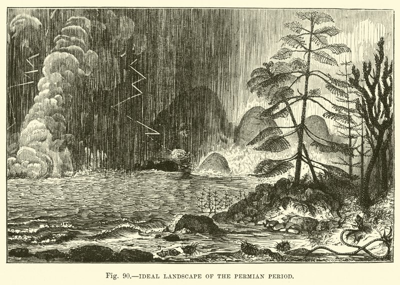 Ideale Landschaft der Perm-Periode von English School