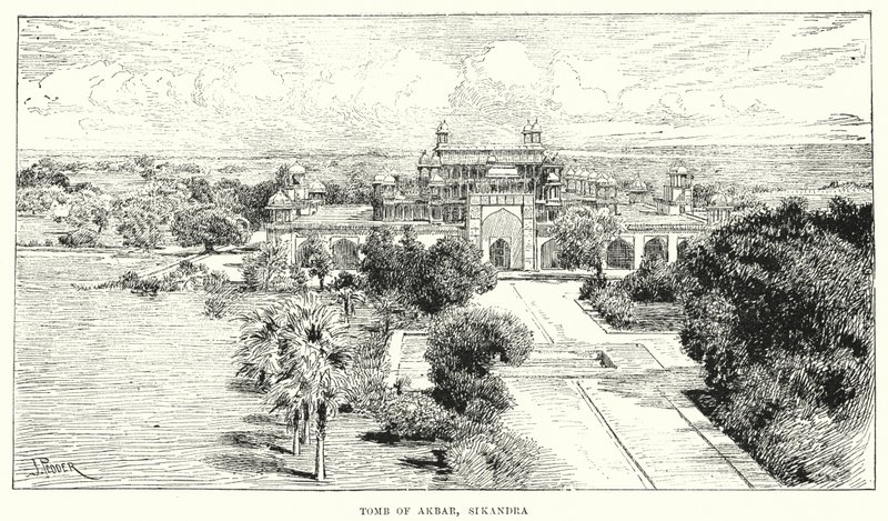 Indien: Grab von Akbar, Sikandra (Gravur) von English School