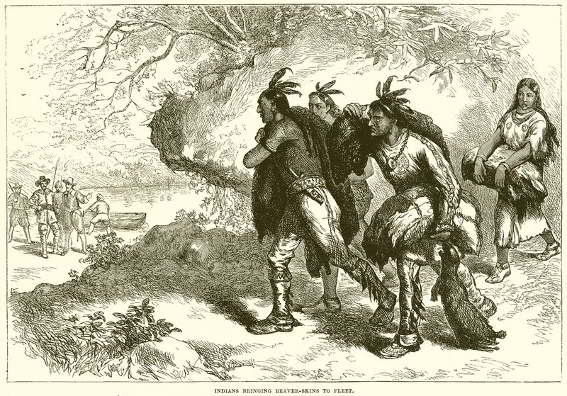 Indianer bringen Biberfelle zur Flotte von English School