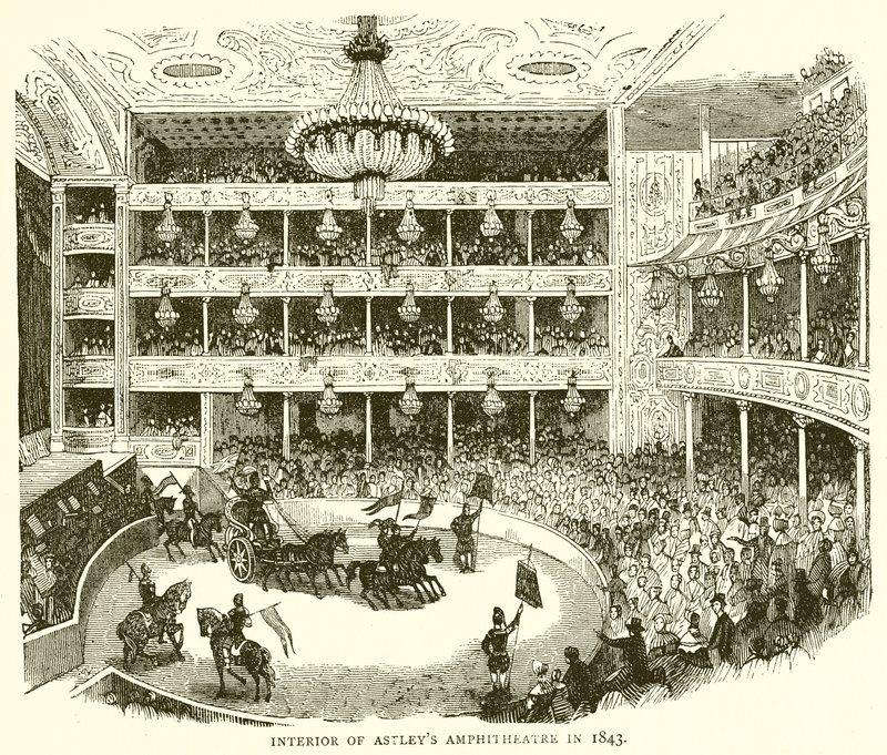 Innenraum des Astleys Amphitheaters, 1843 von English School
