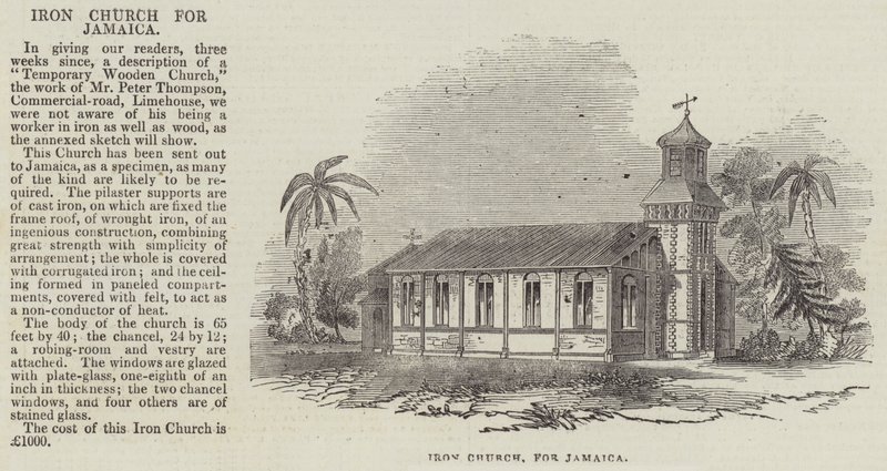 Eisenkirche für Jamaika (Gravur) von English School