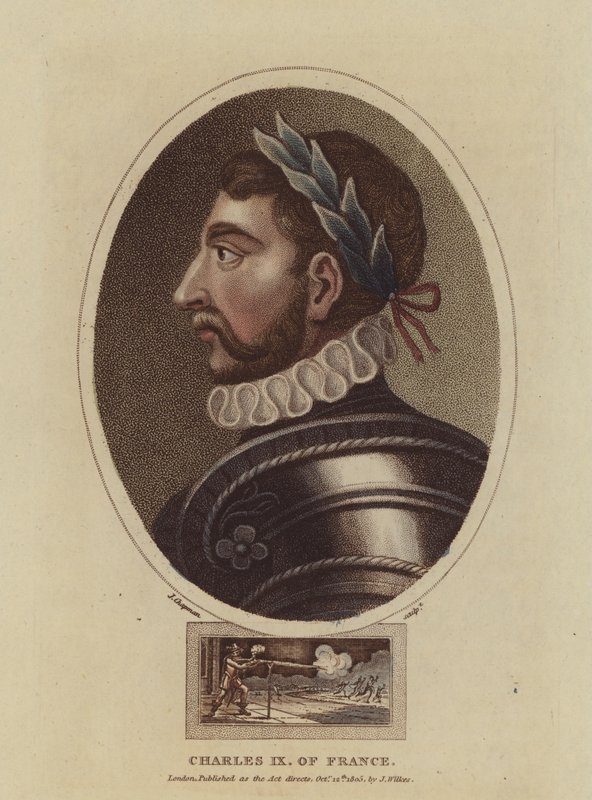 König Karl IX. von Frankreich (farbige Gravur) von English School