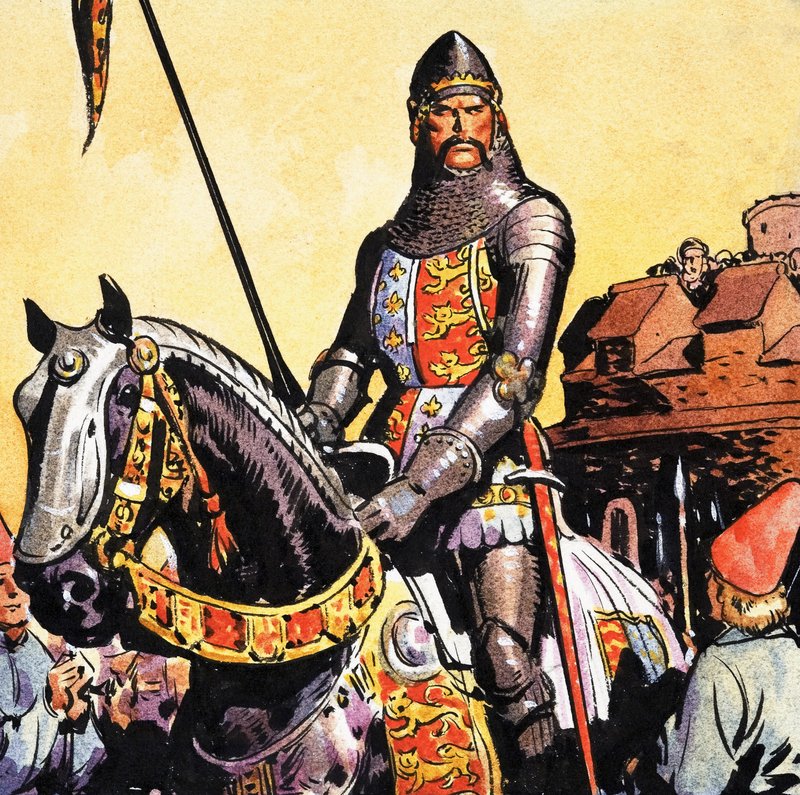 Ritter auf Pferd von English School