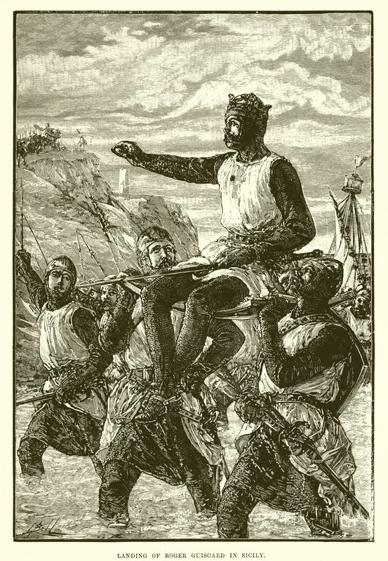 Landung von Roger Guiscard in Sizilien von English School