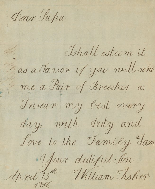 Brief von William Fisher (Autograph) von English School