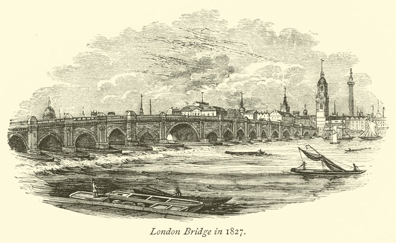 London Bridge im Jahr 1827 von English School