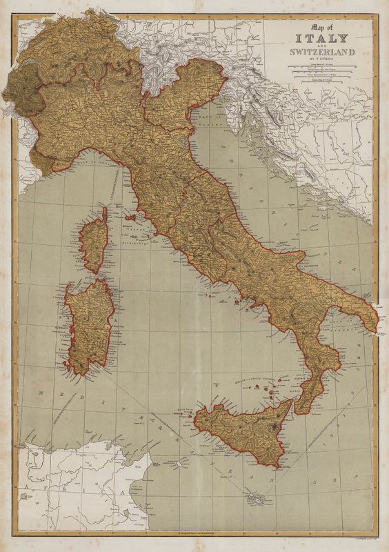 Karte von Italien und der Schweiz von English School