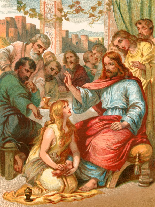 Maria wäscht die Füße Jesu von English School