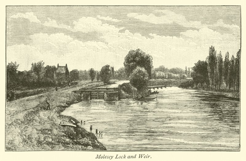 Molesey Schleuse und Wehr von English School