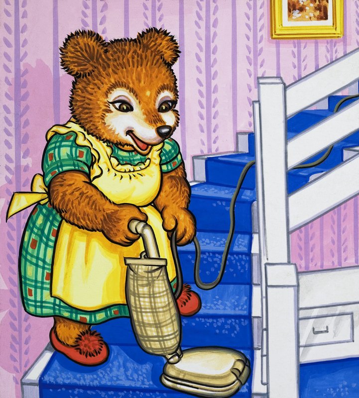 Mutterbär saugt die Treppe von English School