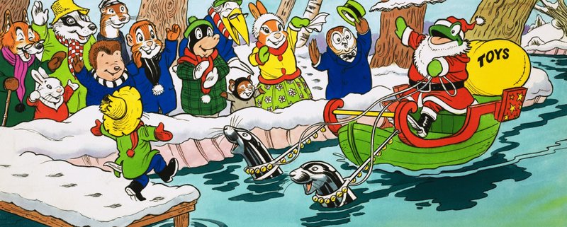Herr Kröte auf einem Schlitten zu Weihnachten von English School