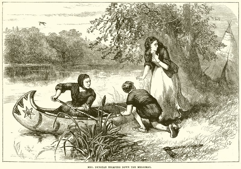 Mrs. Dunstan flieht den Merrimac hinunter von English School