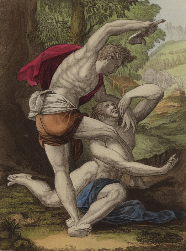 Mord an Abel (Farblithografie) von English School