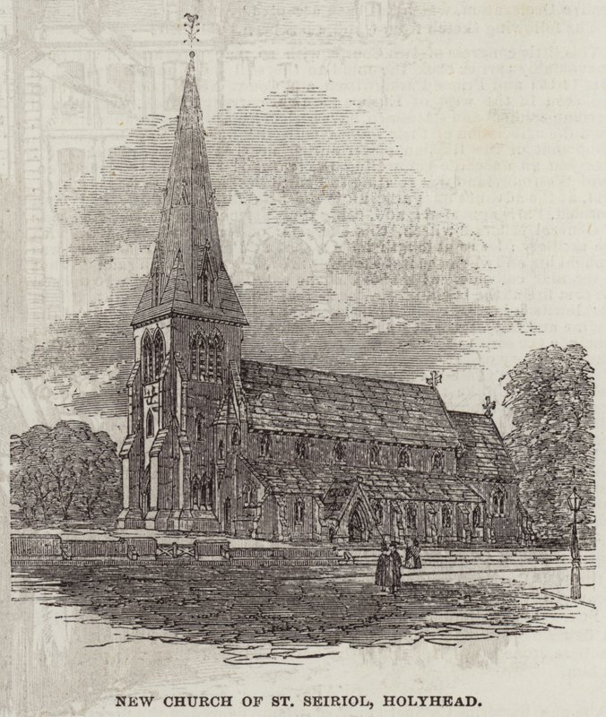 Neue Kirche von St. Seiriol, Holyhead (Stich) von English School