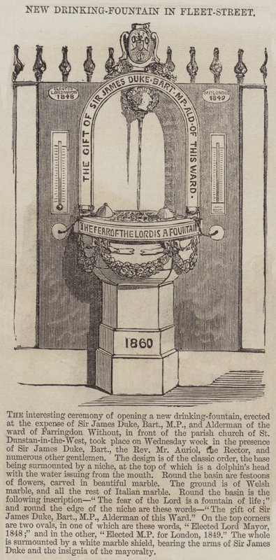 Neuer Trinkbrunnen in der Fleet Street (Stich) von English School