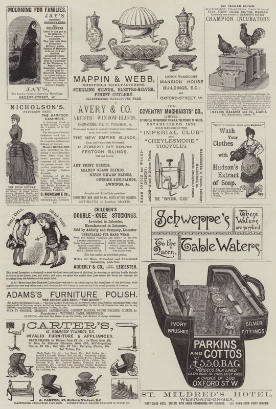 Seite mit Anzeigen (Gravur) von English School