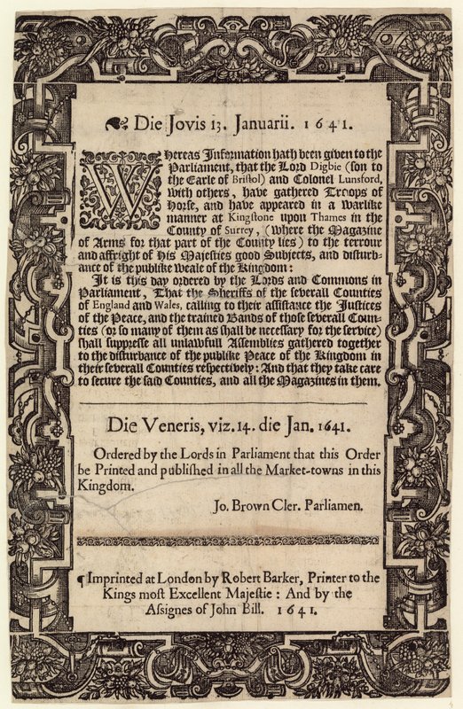 Parlamentsbefehl, 14. Januar 1641 von English School