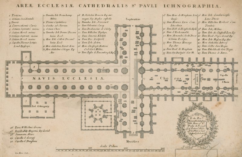 Plan der St. Pauls Kathedrale, London von English School