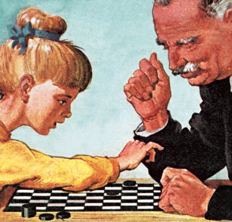 Dame oder Damespiel spielen von English School