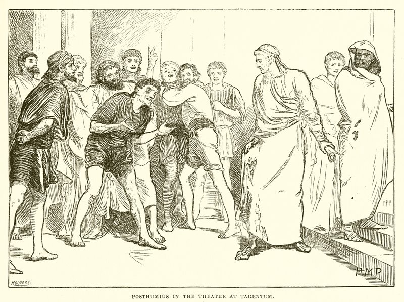 Posthumius im Theater von Tarent von English School