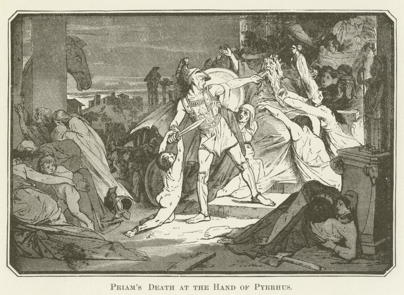 Priamos Tod durch die Hand von Pyrrhus von English School