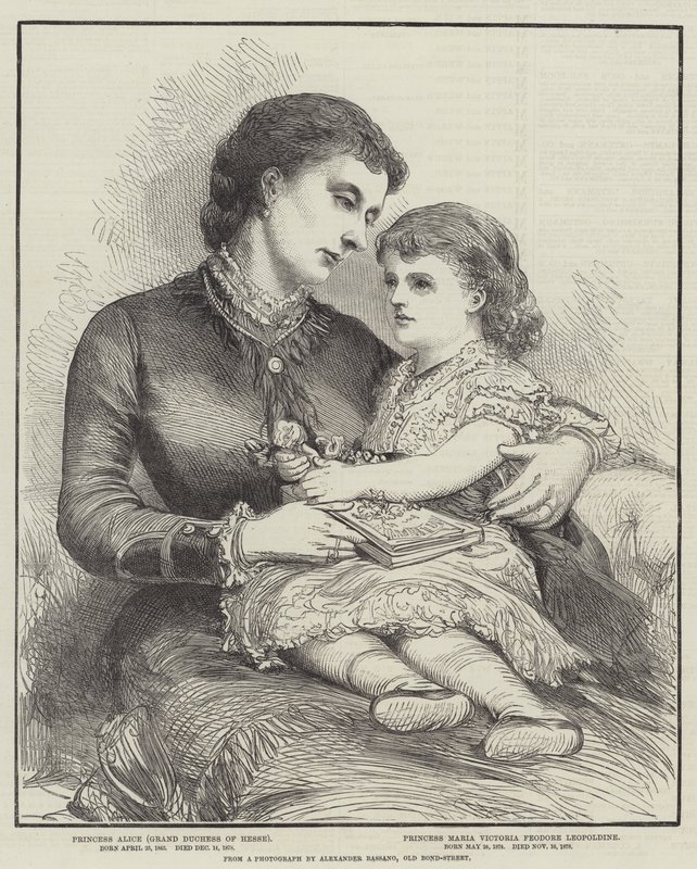 Prinzessin Alice und ihre Tochter (Gravur) von English School