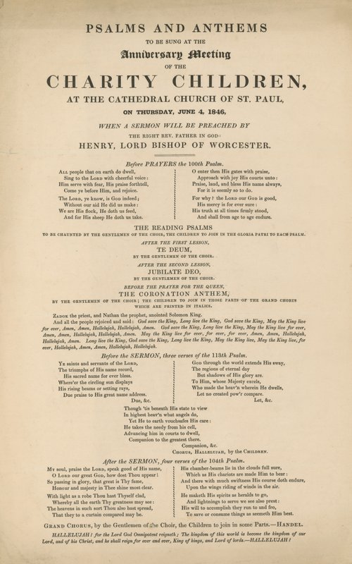 Programm der Psalmen und Anthems von English School
