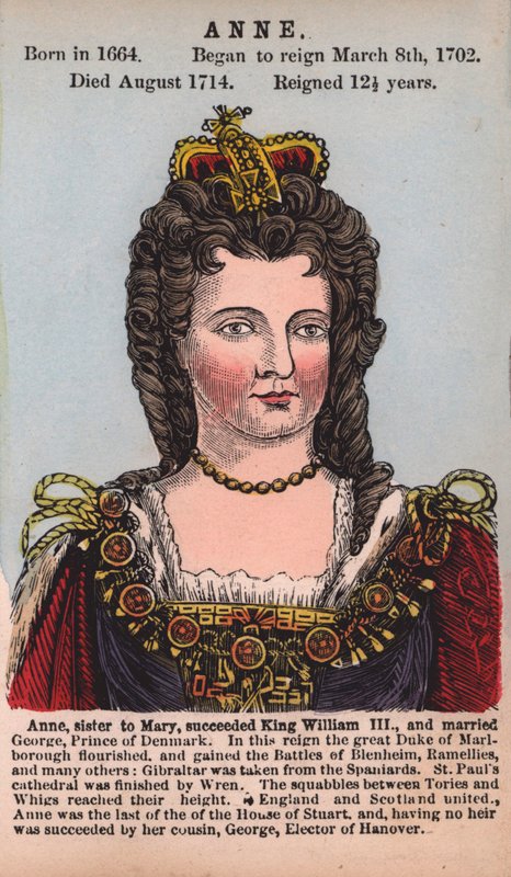 Königin Anne (farbige Gravur) von English School