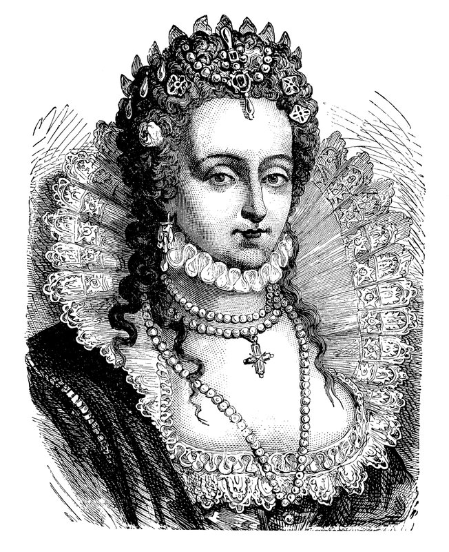 Königin Elisabeth I. (Farblithografie) von English School