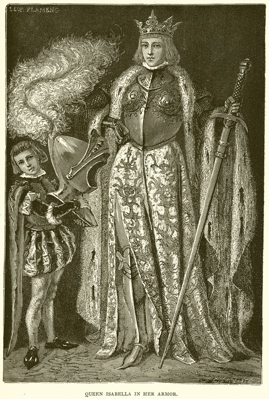 Königin Isabella in ihrer Rüstung von English School