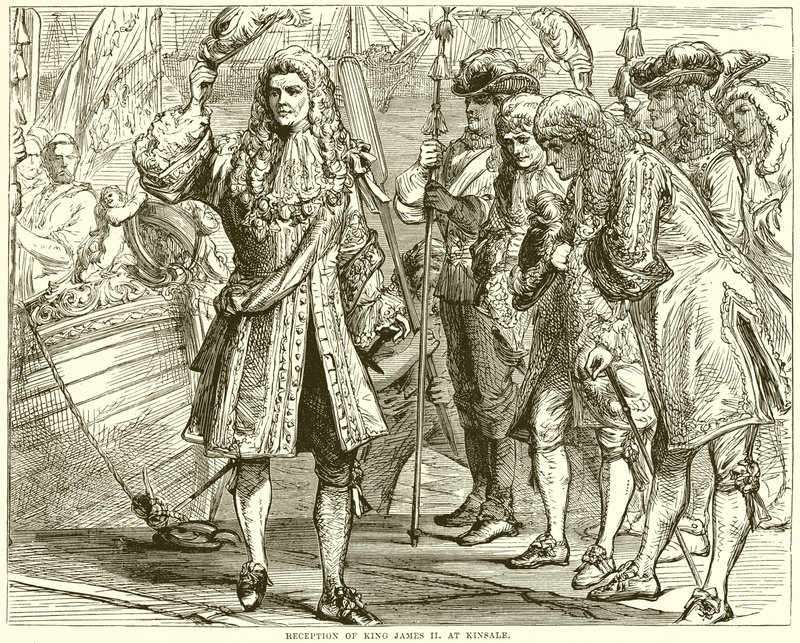 Empfang von König James II in Kinsale von English School
